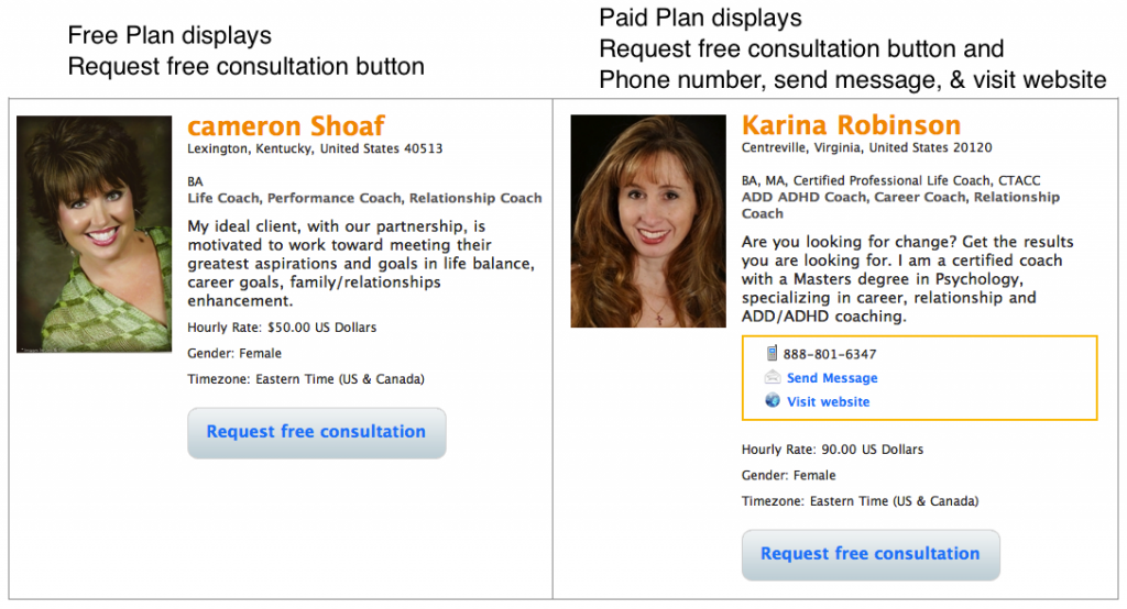 Noomii free plan vs paid plan profiles