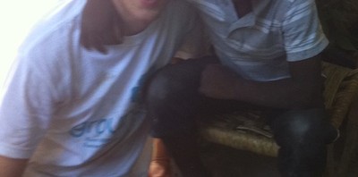 Jonathan Cooper and a friendly soccer player